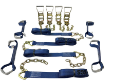 Load image into Gallery viewer, 8 Point Blue Strap Kit 14' for Rollback/Flatbed Tie Downs with 12" Chain Tail