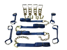 Load image into Gallery viewer, 8 Point Blue Strap Kit 14' for Rollback/Flatbed Tie Downs with 12" Chain Tail
