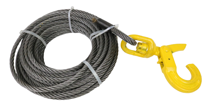 Secure Tow 3/8" X 75' Winch Cable With Self-Locking Swivel Hook - 12,200 Lb Breaking Strength For Tow Trucks & Cranes