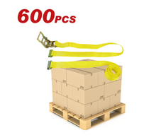 Load image into Gallery viewer, (600pcs Pallet Sale) 2" x 12' Yellow Interior Van Strap Ratchet Assembly with E-Track Fitting