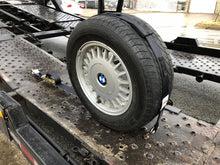 Load image into Gallery viewer, 2" x 11' DIAMOND WEAVE 3 Point Ratchet Wheel Strap with 3 Rubber Tread Grabs (For Miller & Sun Country Deck)