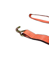 Load image into Gallery viewer, 14FT Big Orange Wheel Strap with 3 Rubber Tread Grabs (Wire Hook)