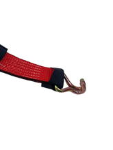 Load image into Gallery viewer, 2" x 11' Red Tecnic Ratchet 3 Point Wheel Strap with Low Profile Sleeve (Wire Hook)