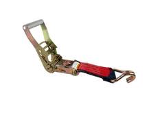 Load image into Gallery viewer, 2" x 11' Red Tecnic Ratchet 3 Point Wheel Strap with Low Profile Sleeve (Wire Hook)