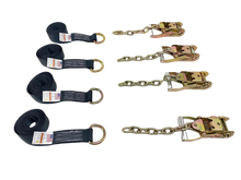 Load image into Gallery viewer, 2" x 8' Diamond Weave Lasso Wheel Lift Strap w/ Chain Tail Ratchets (4 pack)