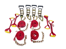 Load image into Gallery viewer, 8 Point Heavy Duty 14' Diamond Weave Strap Kit for Rollback/Flatbed Tie Downs with 12" Chain Tails