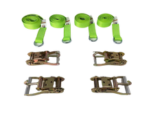 Load image into Gallery viewer, 2" x 10' Diamond Weave Lasso Wheel Lift Strap w/ Finger Hook Ratchets (4 PACK)