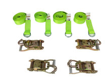 Load image into Gallery viewer, 2" x 10' Diamond Weave Lasso Wheel Lift Strap w/ Swivel J Ratchets | Pack of 4