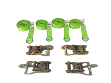 Load image into Gallery viewer, 2" x 10' Diamond Weave Lasso Wheel Lift Strap w/ Snap Hook Ratchets (4 Pack)