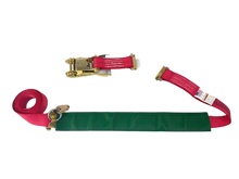 Load image into Gallery viewer, 2" x 11' DIAMOND WEAVE 3 POINT Wheel Strap With 2' Low Profile Grip Sleeve and Ratchet (E-TRACK FITTING)