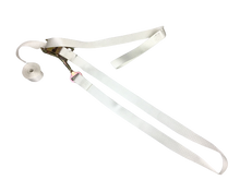 Load image into Gallery viewer, 1.5" x 14' White Tent Straps w/ Loops & Twisted Snap Hook Ratchet Handles