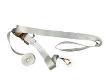 Load image into Gallery viewer, 1.5" x 14' White Tent Straps w/ Loops & Twisted Snap Hook Ratchet Handles