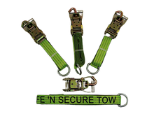 Load image into Gallery viewer, 2" x 100" HiViz Green TECNIC Webbing Lasso Straps w/ Swivel-J Hook Ratchets | Pack of 4