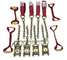 Load image into Gallery viewer, 8 Point Kit DIAMOND WEAVE flatbed/rollback 14' car tie-down w/chain tail