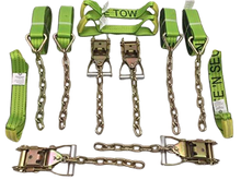 Load image into Gallery viewer, 8 Point Heavy Duty TECNIC Strap Kit 14' for Rollback/Flatbed Tie Downs with 12" Chain Tail