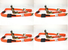 Load image into Gallery viewer, 2" x 11' DIAMOND WEAVE 3 Point Wheel Strap with 3 Rubber Tread Grabs and Ratchet (Heavy Duty O-Ring E TRACK Fitting) | Pack of 4