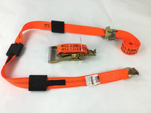 Load image into Gallery viewer, 2" x 11' DIAMOND WEAVE 3 Point Wheel Strap with 3 Rubber Tread Grabs and Ratchet (Heavy Duty O-Ring E TRACK Fitting) | Pack of 4