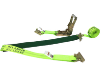 Load image into Gallery viewer, 2" x 11' DIAMOND WEAVE 3 Point Wheel Strap With 2' Low Profile Grip Sleeve and Ratchet (Heavy Duty O-Ring E TRACK Fitting)