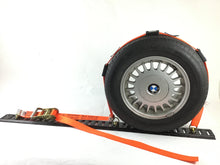 Load image into Gallery viewer, 2" x 11' DIAMOND WEAVE 3 Point Wheel Strap with 3 Rubber Tread Grabs and Ratchet (Heavy Duty O-Ring E TRACK Fitting) | Pack of 4