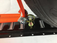 Load image into Gallery viewer, 2" x 11' DIAMOND WEAVE 3 Point Wheel Strap with 3 Rubber Tread Grabs and Ratchet (Heavy Duty O-Ring E TRACK Fitting) | Pack of 4