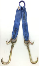 Load image into Gallery viewer, 4" x 24" V Strap Bridle Diamond Weave With 15" Forged J Hooks and Mini J