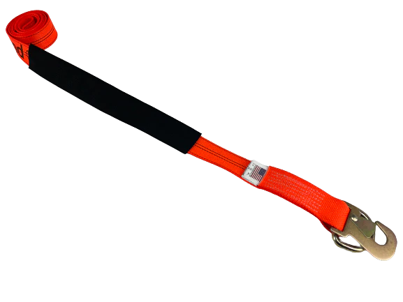 Everything Tie Down 2" X 8' Orange Diamond Weave Wheel Lift Straps With Flat Snap Hooks (4 Pack)