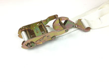 Load image into Gallery viewer, 1.5" x 14' White Tent Straps w/ Loops & Twisted Snap Hook Ratchet Handles
