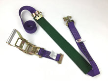 Load image into Gallery viewer, 2" x 11' Purple DIAMOND WEAVE Wheel Strap with 2' Low Profile Grip Sleeve and Ratchet (Heavy Duty O-Ring E TRACK Fitting)