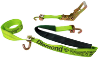 Load image into Gallery viewer, 2" x 11' DIAMOND WEAVE 3 Point Ratchet Wheel Strap with 2' Low Profile Grip Sleeve (Swivel J)