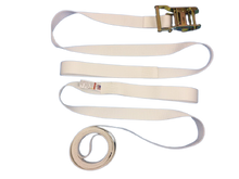 Load image into Gallery viewer, 1.5" x 15' White Tent Ratchet Straps with Sewn Loops (8 PACK)