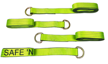 Load image into Gallery viewer, 2" x 10' Hi-VIZ Green TECNIC Webbing Lasso Straps with Wire D-Rings | Pack of 4