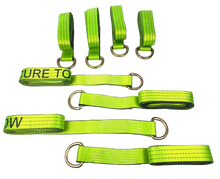 Load image into Gallery viewer, 2" x 10' Hi-VIZ Green TECNIC Webbing Lasso Straps with Wire D-Rings | Pack of 8
