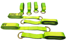 Load image into Gallery viewer, 2" x 10' Hi-VIZ Green TECNIC Webbing Lasso Straps with Wire D-Rings | Pack of 8