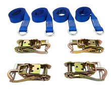 Load image into Gallery viewer, 2" x 10' Diamond Weave Lasso Wheel Lift Strap w/ Swivel J Ratchets | Pack of 4