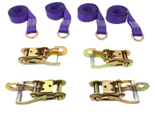 Load image into Gallery viewer, 2" x 10' Diamond Weave Lasso Wheel Lift Strap w/ Snap Hook Ratchets (4 Pack)