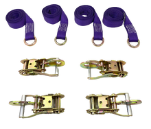 Load image into Gallery viewer, 2" x 10' Diamond Weave Lasso Wheel Lift Strap w/ Snap Hook Ratchets (4 Pack)