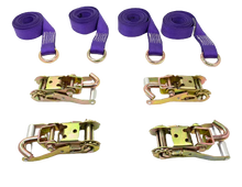 Load image into Gallery viewer, 2" x 10' Diamond Weave Lasso Wheel Lift Strap w/ Swivel J Ratchets | Pack of 4