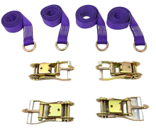 Load image into Gallery viewer, 2" x 10' Diamond Weave Lasso Wheel Lift Strap w/ Finger Hook Ratchets (4 PACK)