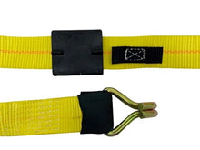 Load image into Gallery viewer, 2" x 11' Yellow Ratchet 3 Point Wheel Strap with 3 Rubber Tread Grabs (Wire Hook)