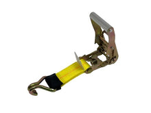 Load image into Gallery viewer, 2" x 11' Yellow Ratchet 3 Point Wheel Strap with 3 Rubber Tread Grabs (Wire Hook)