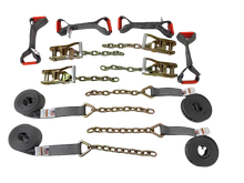 Load image into Gallery viewer, 8 Point Kit DIAMOND WEAVE flatbed/rollback 14' car tie-down w/chain tail