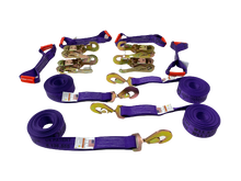 Load image into Gallery viewer, 8 Point Kit 14' DIAMOND WEAVE flatbed/rollback car tie-down w/twisted snap hook