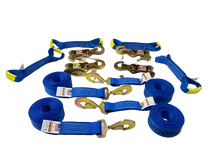 Load image into Gallery viewer, 8 Point Kit DIAMOND WEAVE flatbed/rollback 18' car tie-down w/twisted snap hook