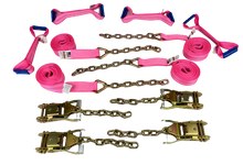 Load image into Gallery viewer, 8 Point Kit DIAMOND WEAVE flatbed/rollback 18' car tie-down w/chain tail