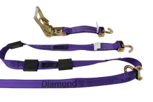 Load image into Gallery viewer, 2" x 11' DIAMOND WEAVE 3 Point Ratchet Wheel Strap with 3 Rubber Tread Grabs (Swivel J)