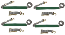 Load image into Gallery viewer, 2" x 11' DIAMOND WEAVE 3 Point Ratchet Wheel Strap with 2' Low Profile Grip Sleeve (Swivel J)(4 Pack)