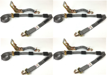 Load image into Gallery viewer, 2" x 11' DIAMOND WEAVE 3 Point Ratchet Wheel Strap with 3 Rubber Tread Grabs (Swivel J)(4 Pack)