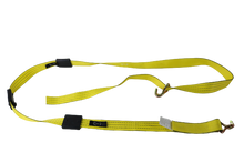 Load image into Gallery viewer, 2" x 11' Yellow Tecnic Ratchet 3 Point Wheel Strap with 3 Rubber Tread Grabs (Wire Hook)