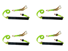 Load image into Gallery viewer, 2" x 11' DIAMOND WEAVE 3 Point Ratchet Wheel Strap  with 2' Low Profile Grip Sleeve (Wire Hook)(4 Pack)