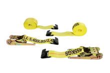 Load image into Gallery viewer, 2 Pack Professional Grade 3" x 30' Ratchet Straps with Flat Hook - 5400lb WLL